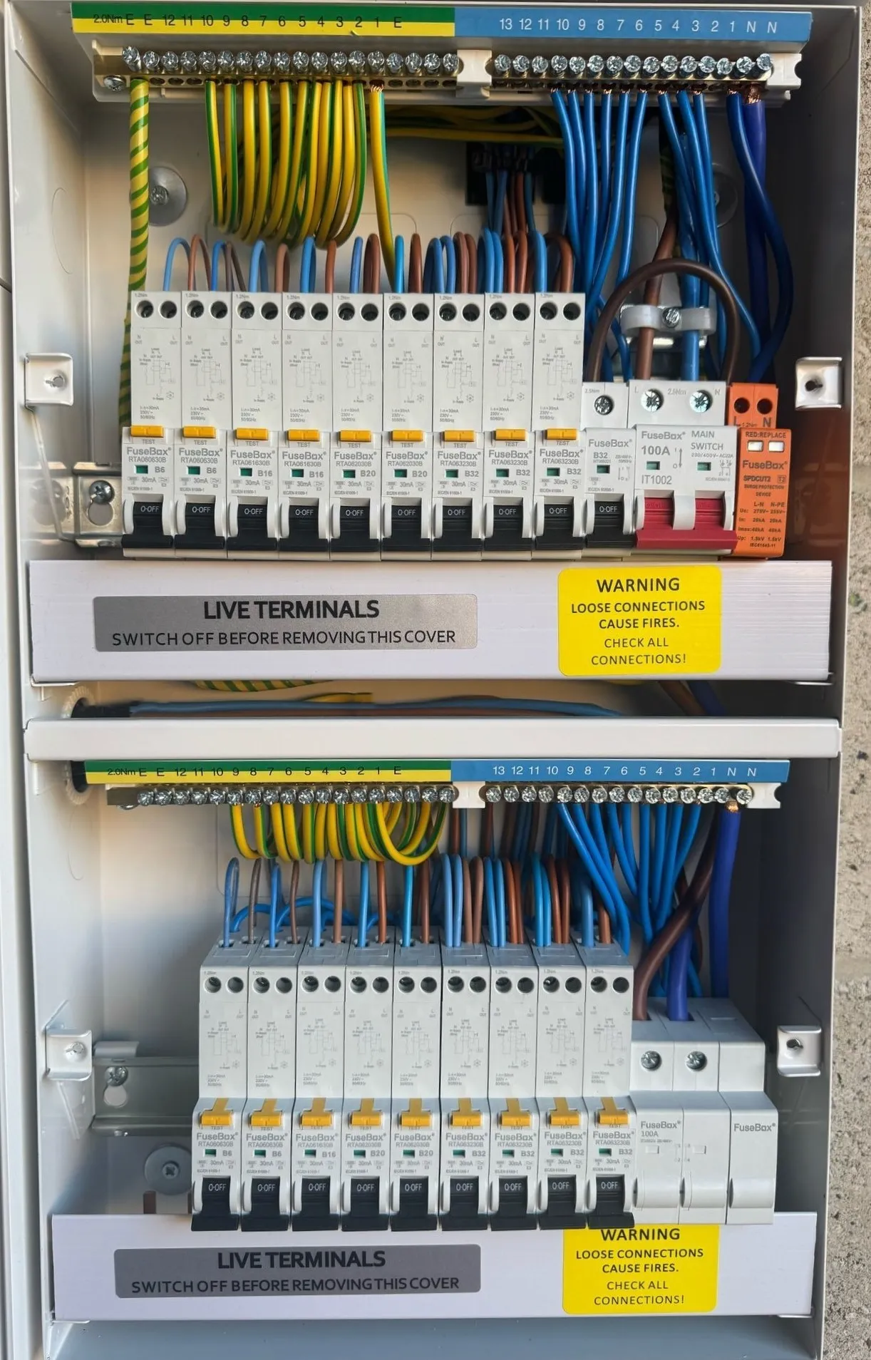 front view of cables